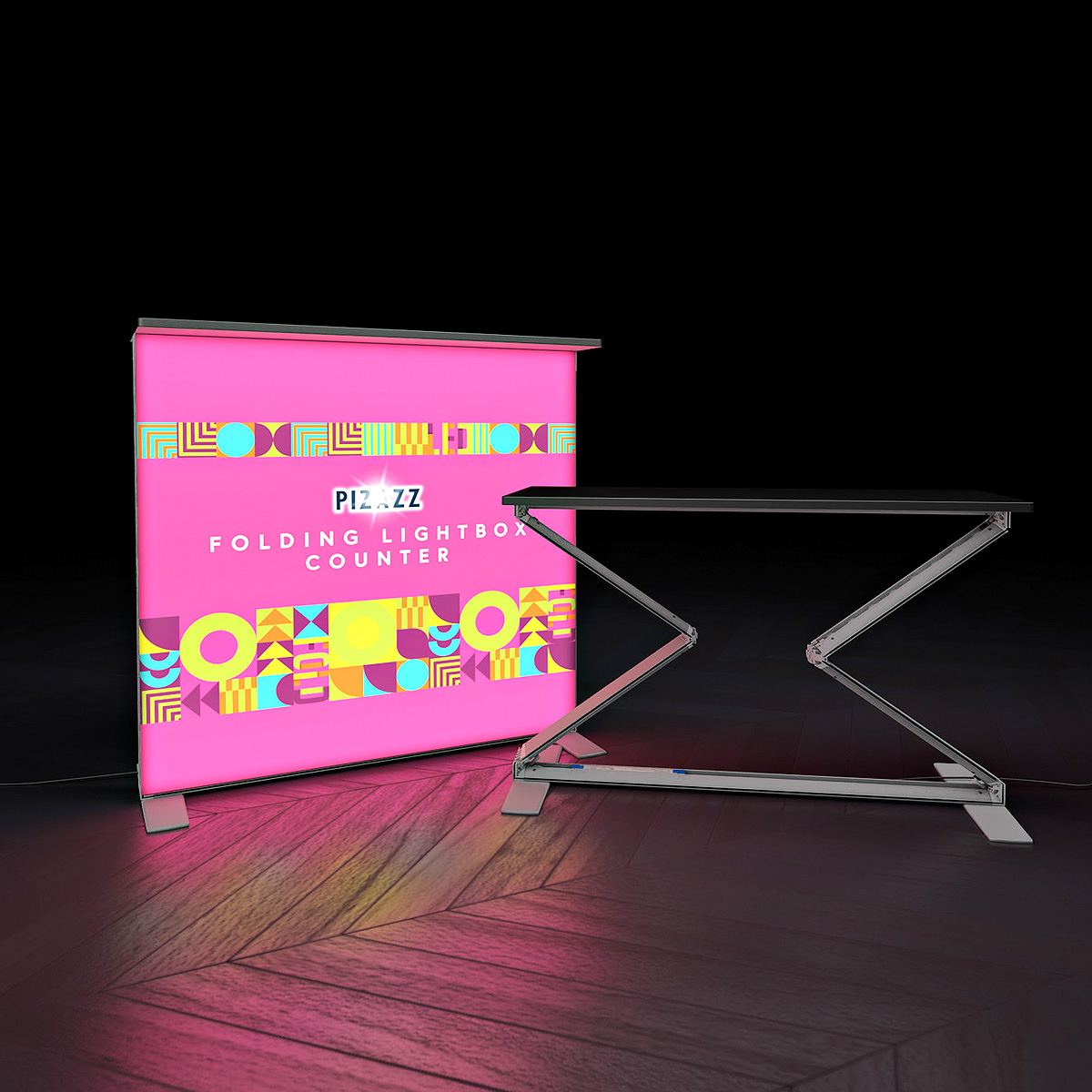 PIZAZZ® Folding Pop Up Backlit Counter LED Lightbox